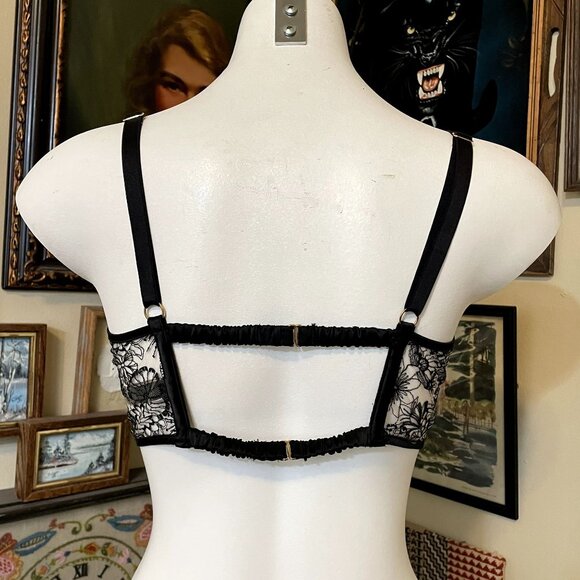 Victoria's Secret Tan Longline Balconette Bra Bustier with Black Lace 36C - Picture 3 of 4